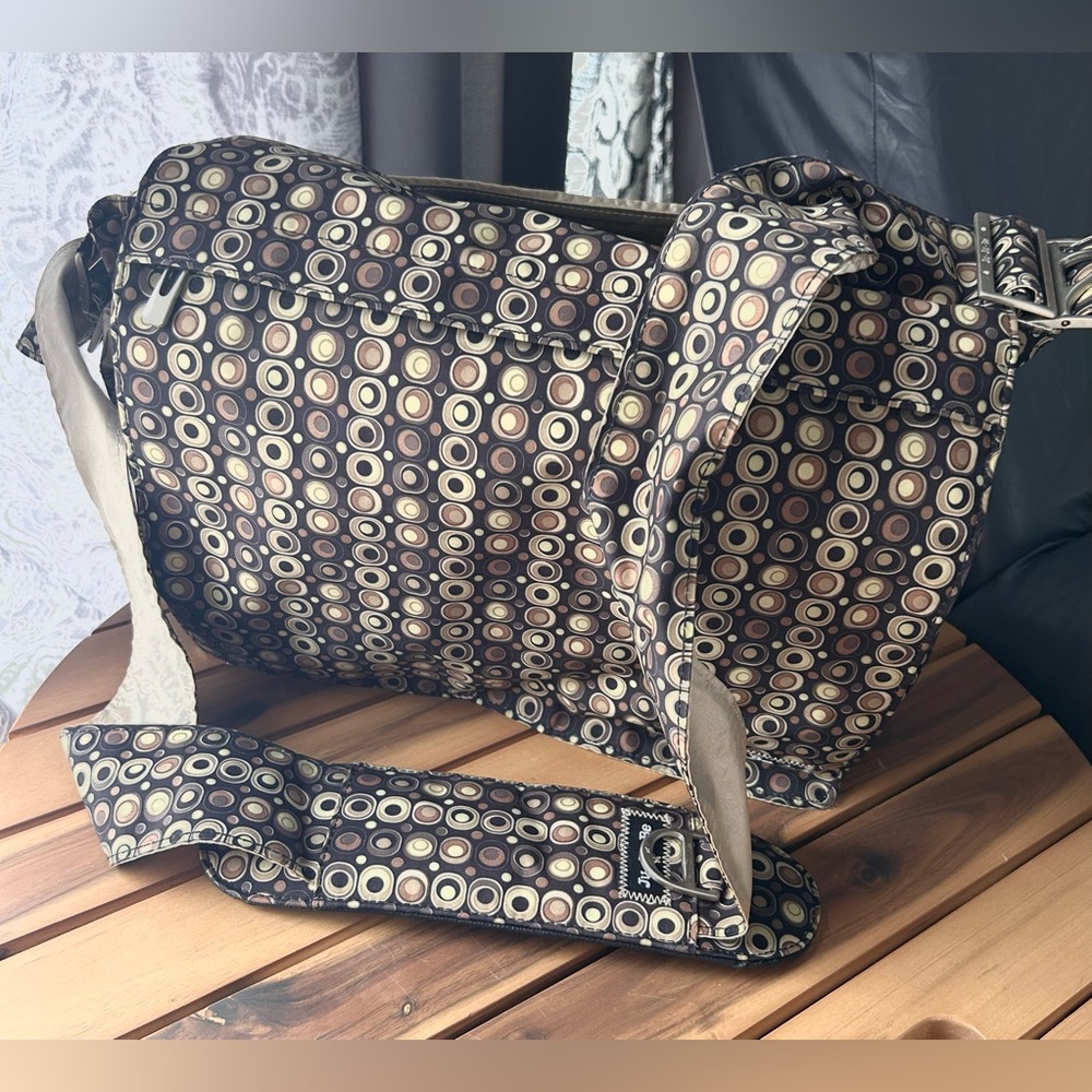 Ju ju be Diaper Bag Gold Brown Black Circle Design